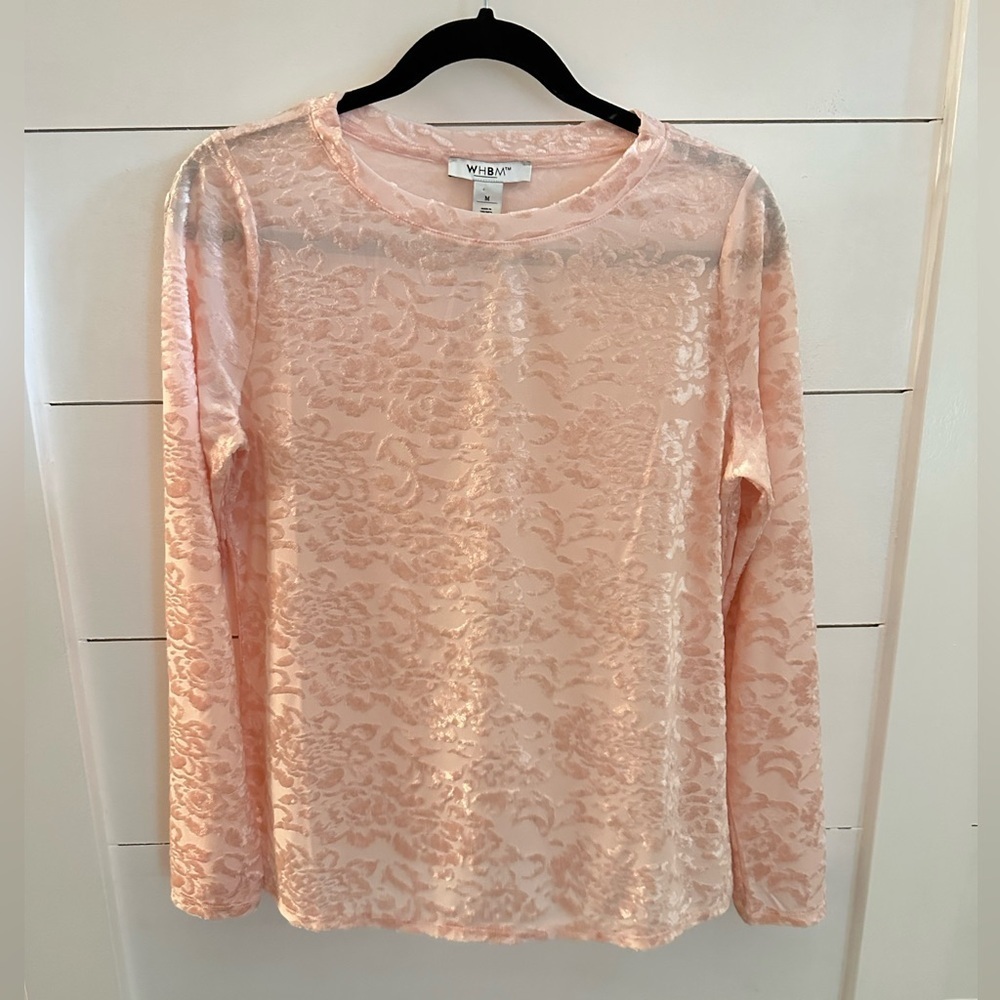 NWT M Pink textured floral shimmering poly burnout velvet top Y2K romantic